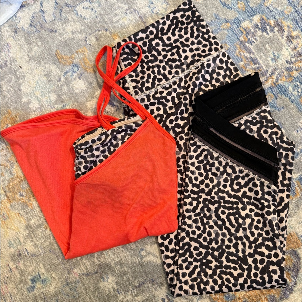 lululemon athletica Leopard Print and Red Leggings